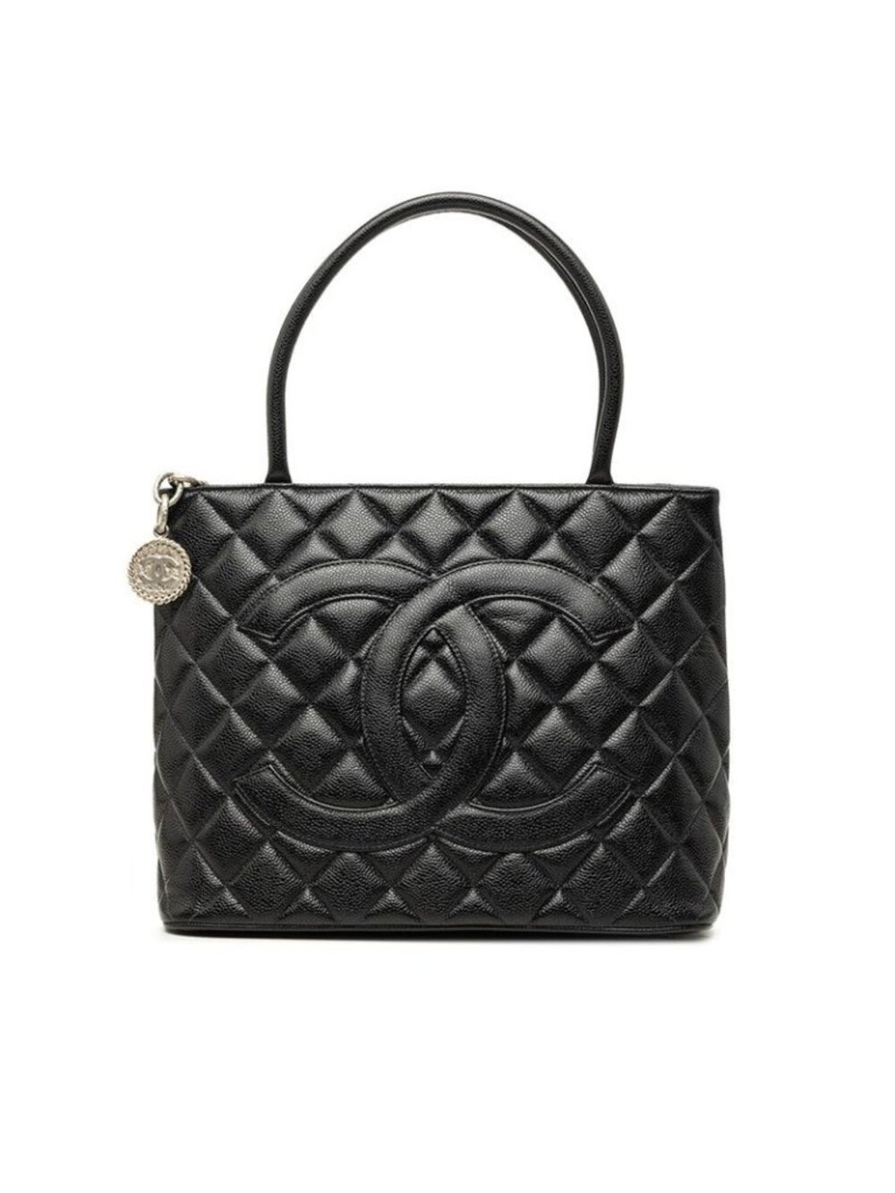 Chanel Quilted CC Logo Reissue Tote Bag Black Caviar Leather